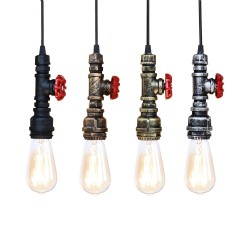 Industrielle Eisenwasserleitung - Vintage Lampe mit Kabel - E27 LED