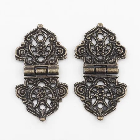 Vintage hollow flowers - alloy furniture hinges - 2 piecesFurniture
