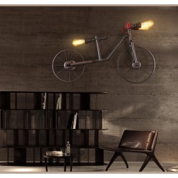 Bicycle & water pipe - vintage LED Edison light - wall lampWall lights