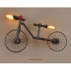 Bicycle & water pipe - vintage LED Edison light - wall lamp