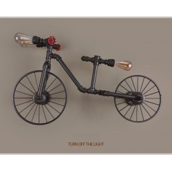 Bicycle & water pipe - vintage LED Edison light - wall lamp