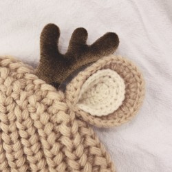 Winter hat with small reindeers horns & ears - knitted hat for kidsHats & caps
